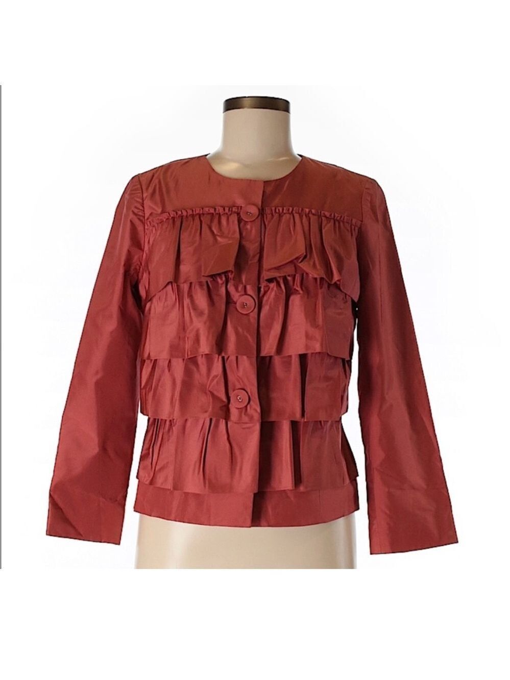 J. Crew Brown Ruffled Layered Jacket - Picture 2 of 4